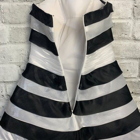 Xcite Impressions Striped Sleeveless Fit & Flair Tulle Formal Mini Dress - Picture 9 of 16